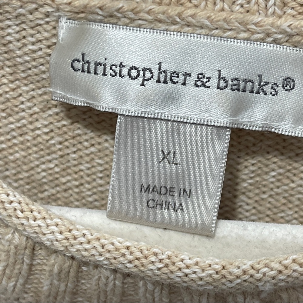 Christopher & Banks Snowman Knit Sweater Cotton Snowmen Holiday Winter Festive - Picture 3 of 7